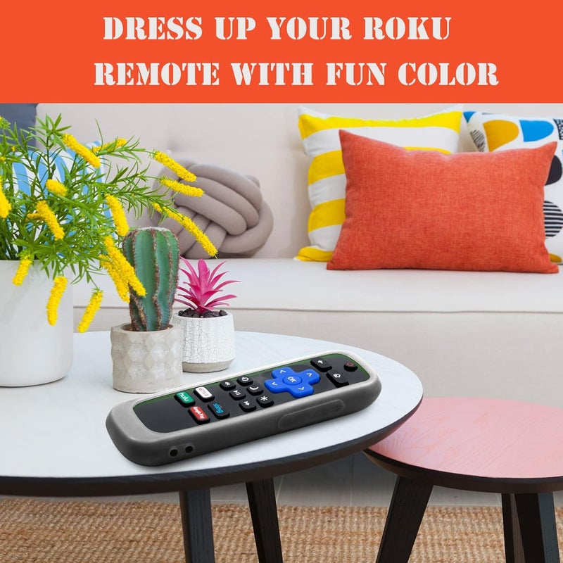Silicloak حافظة 4 عبوات لجهاز التحكم عن بُعد Roku، غطاء لجهاز Hisense/TCL Roku TV Steaming Stick/Express بديل عالمي لجهاز التحكم غلاف سيليكون يتوهج في الظلام أخضر سماء بنفسجي أسود - Image 3